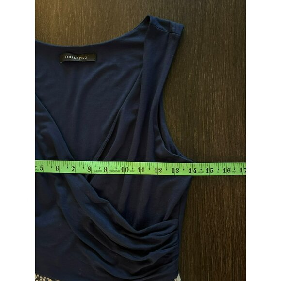 Hail3y:23 Navy/White Surplice Wrap Top Floral Bottom Dress Size - L - Picture 7 of 8